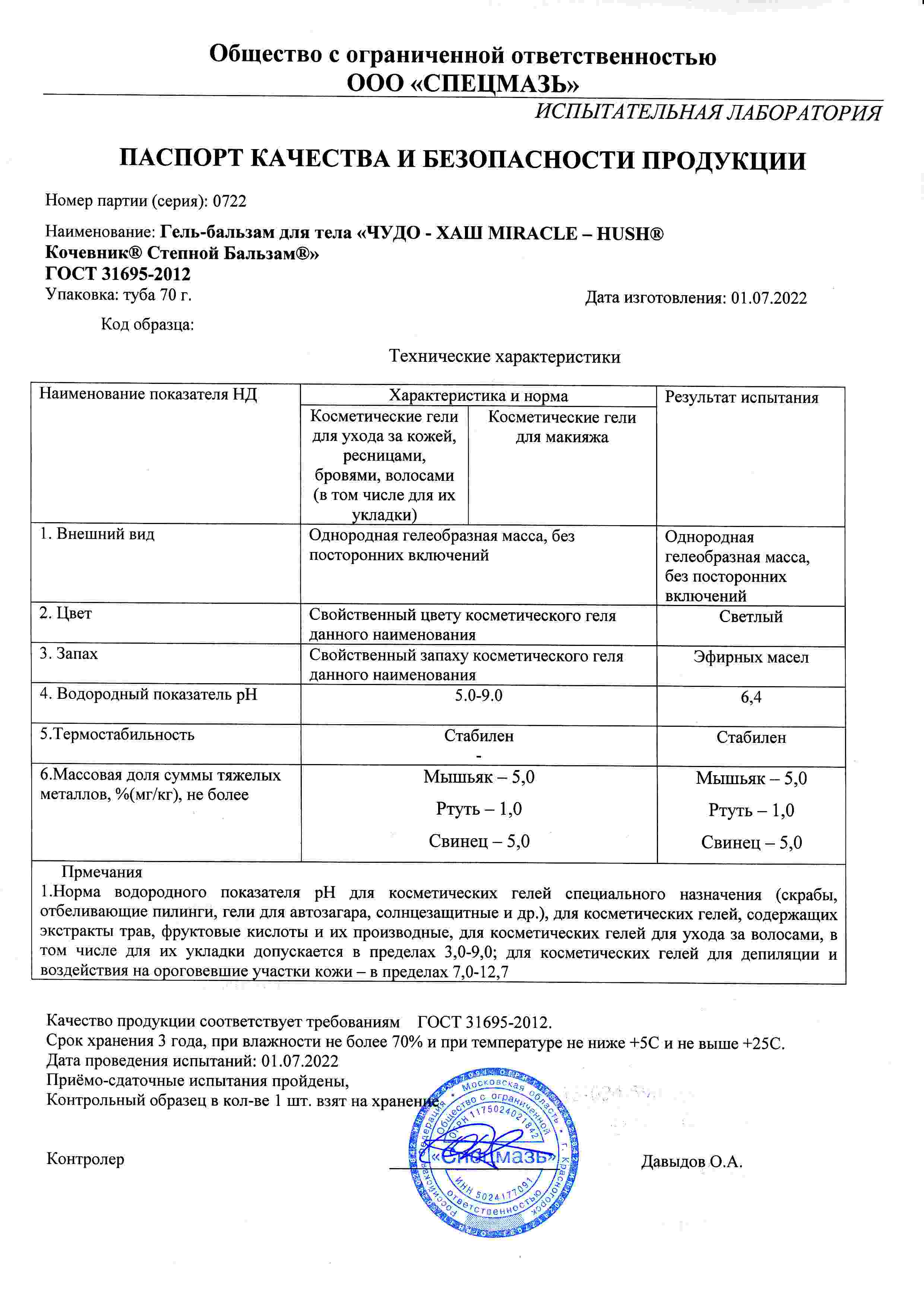 Паспорт №072022